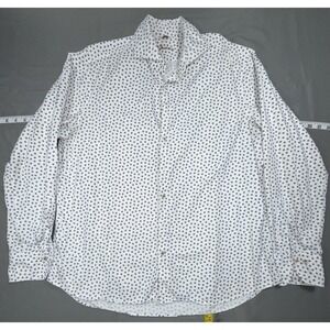 Stenströms Dress Shirt Mens XL White Floral Pattern Cotton Long Sleeve Woven